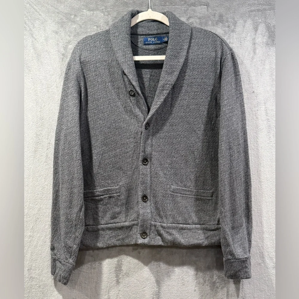 Polo Ralph Lauren Gray Front Button Cardigan Jumper Sweater Men’s Size M